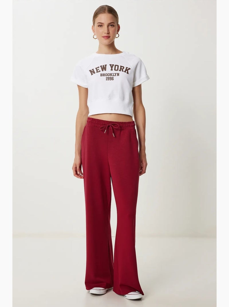 Pantalones de chándal de pierna ancha con cintura de cordón istanbul Rojo cachemira - Kiabi