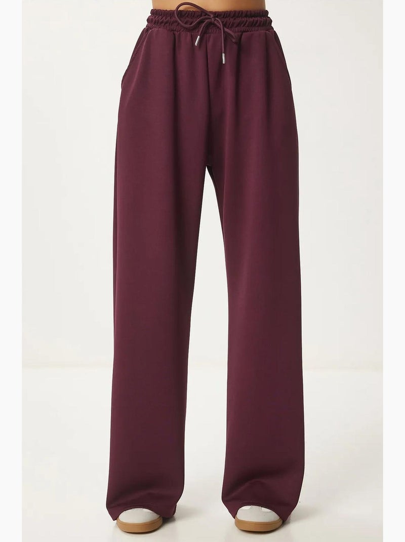 Pantalones de chándal de pierna ancha con cintura de cordón istanbul Rojo granate - Kiabi