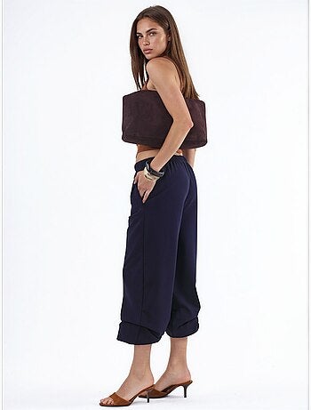 Pantalones de chándal en mezcla de algodón de pierna recta para mujer busem