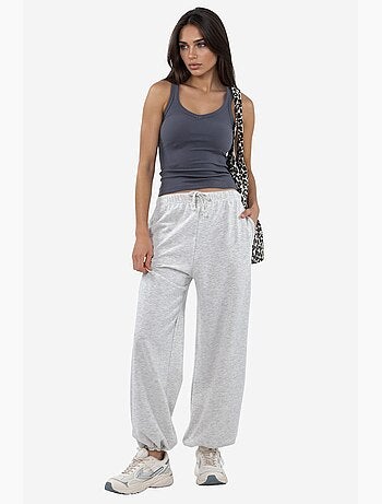 Pantalones de chándal en mezcla de algodón de pierna recta para mujer busem