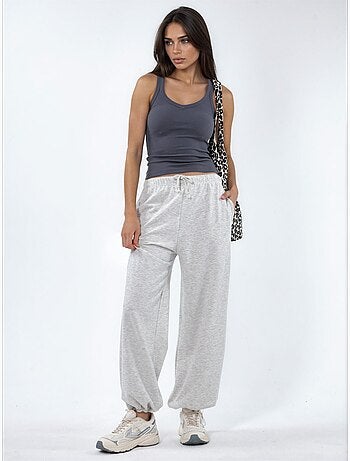 Pantalones de chándal en mezcla de algodón de pierna recta para mujer busem