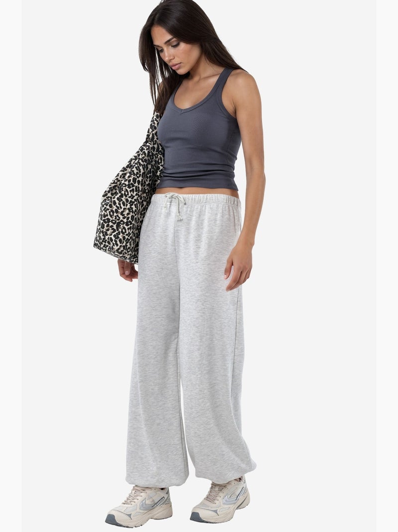 Pantalones de chándal en mezcla de algodón de pierna recta para mujer busem Gris claro - Kiabi