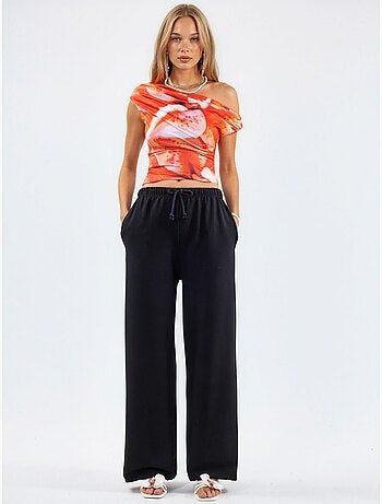 Pantalones de chándal en mezcla de algodón de pierna recta para mujer busem