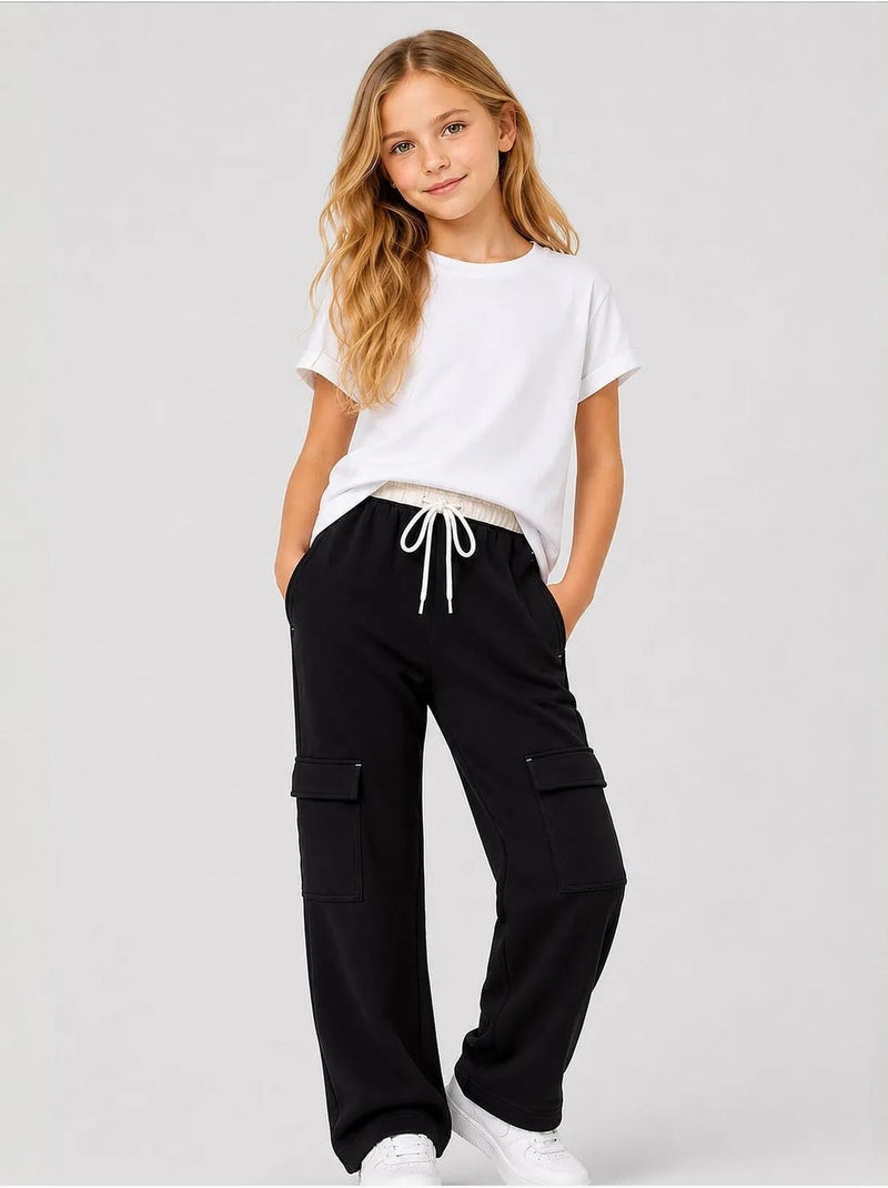 Pantalones de chándal juveniles unisex de algodón y poliéster tommy Negro - Kiabi