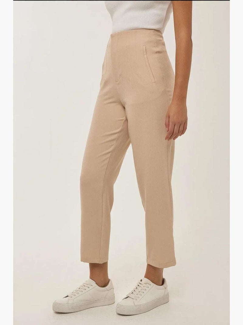 Pantalones de cintura alta ajustados color piel hiccup Beige natural - Kiabi