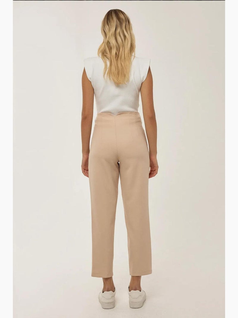 Pantalones de cintura alta ajustados color piel hiccup Beige natural - Kiabi