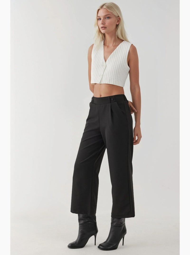 Pantalones de cintura alta con detalle de botones hiccup Negro - Kiabi
