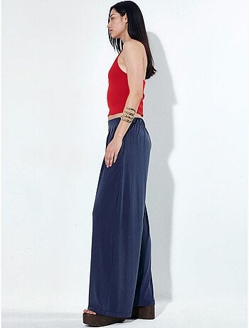 Pantalones de cintura alta, plisados y de pierna ancha busem