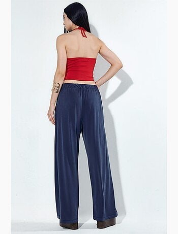 Pantalones de cintura alta, plisados y de pierna ancha busem