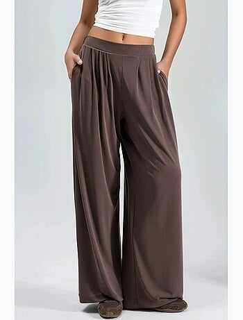 Pantalones de cintura alta, plisados y de pierna ancha busem