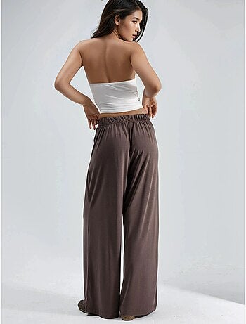 Pantalones de cintura alta, plisados y de pierna ancha busem