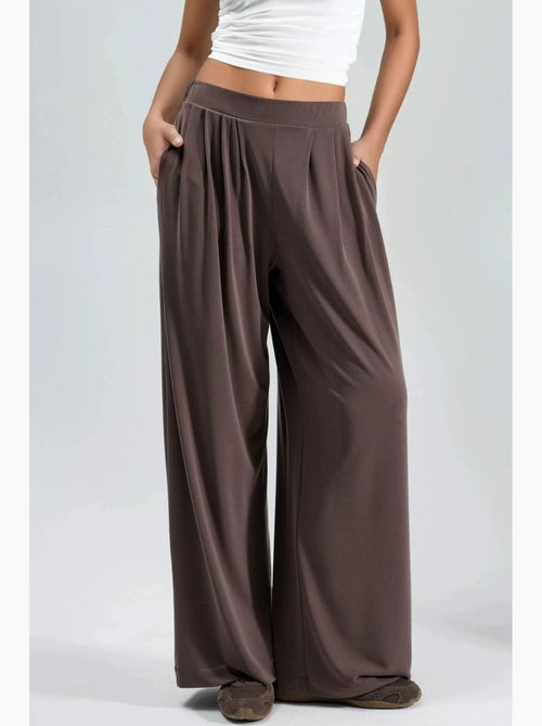 Pantalones de cintura alta, plisados y de pierna ancha busem - Kiabi