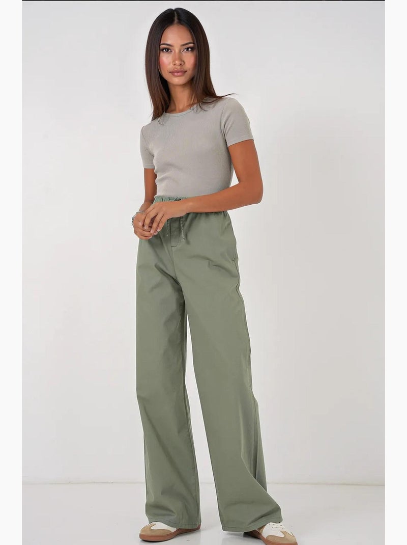 Pantalones de cintura alta y pierna ancha bdart Verde pastel - Kiabi