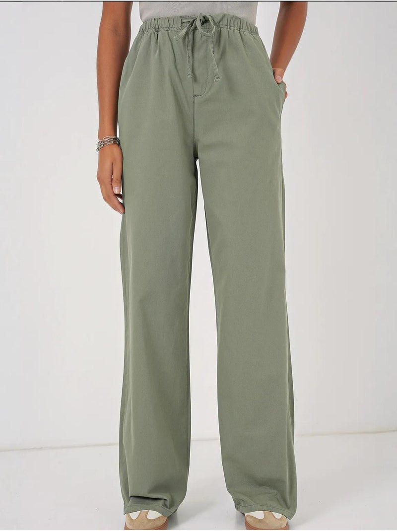 Pantalones de cintura alta y pierna ancha bdart Verde pastel - Kiabi
