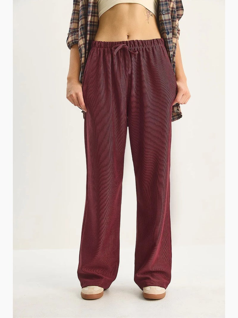 Pantalones de cintura alta y pierna ancha lucci Rojo burdeos - Kiabi