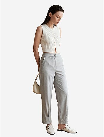 Pantalones de cintura alta y pierna recta con bolsillos my fashion