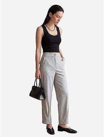 Pantalones de cintura alta y pierna recta con bolsillos my fashion