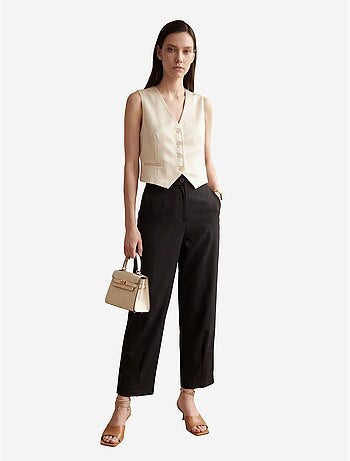 Pantalones de cintura alta y pierna recta con bolsillos my fashion