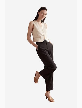 Pantalones de cintura alta y pierna recta con bolsillos my fashion