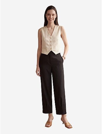 Pantalones de cintura alta y pierna recta con bolsillos my fashion