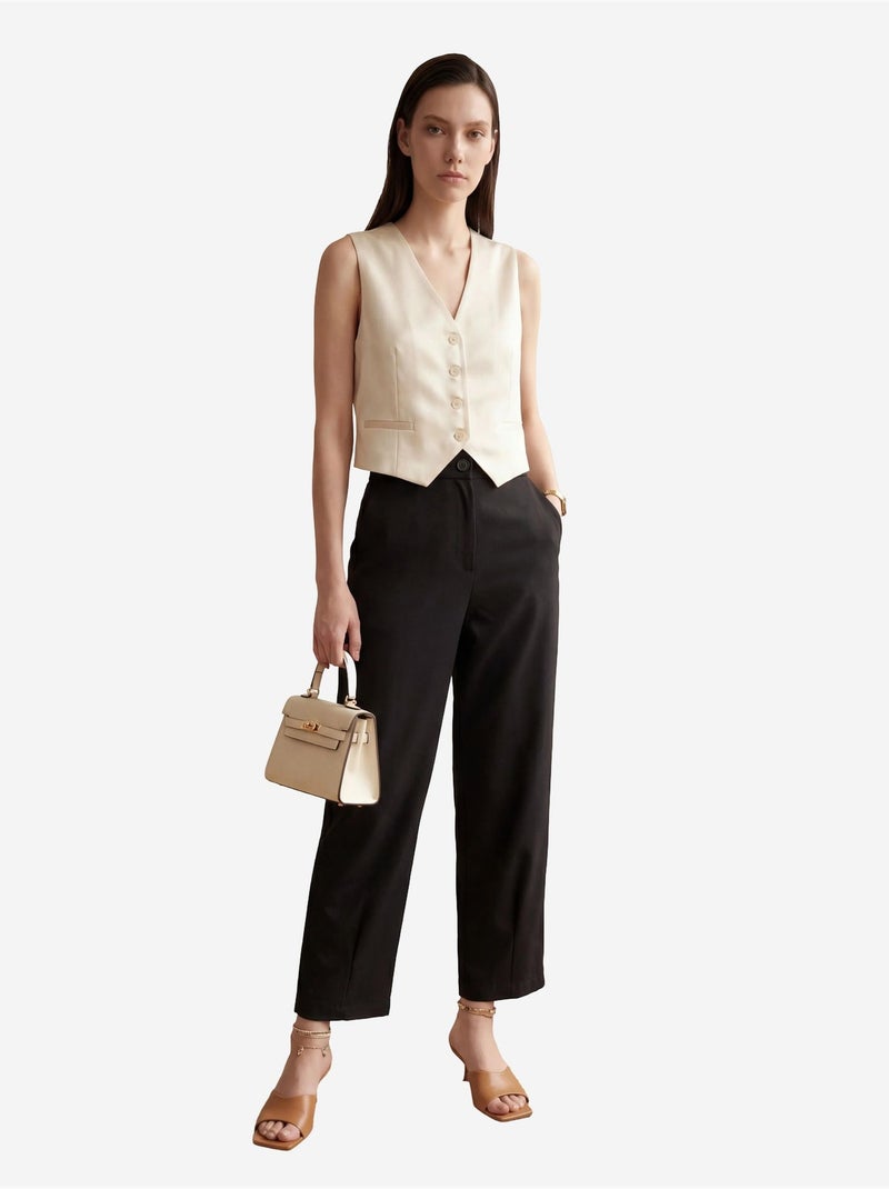 Pantalones de cintura alta y pierna recta con bolsillos my fashion Negro - Kiabi