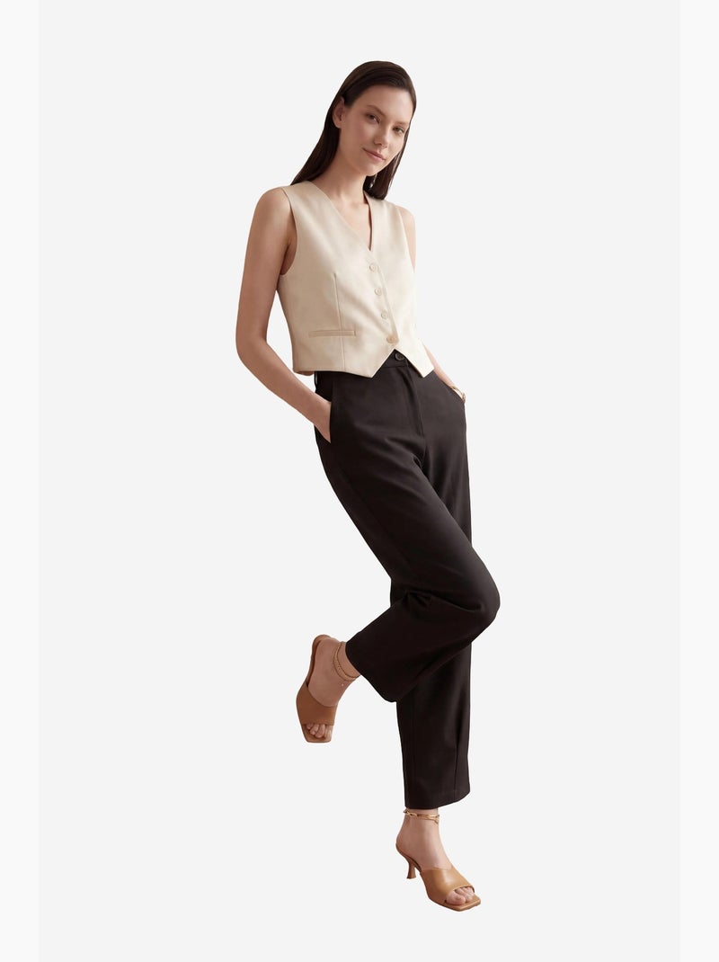 Pantalones de cintura alta y pierna recta con bolsillos my fashion Negro - Kiabi