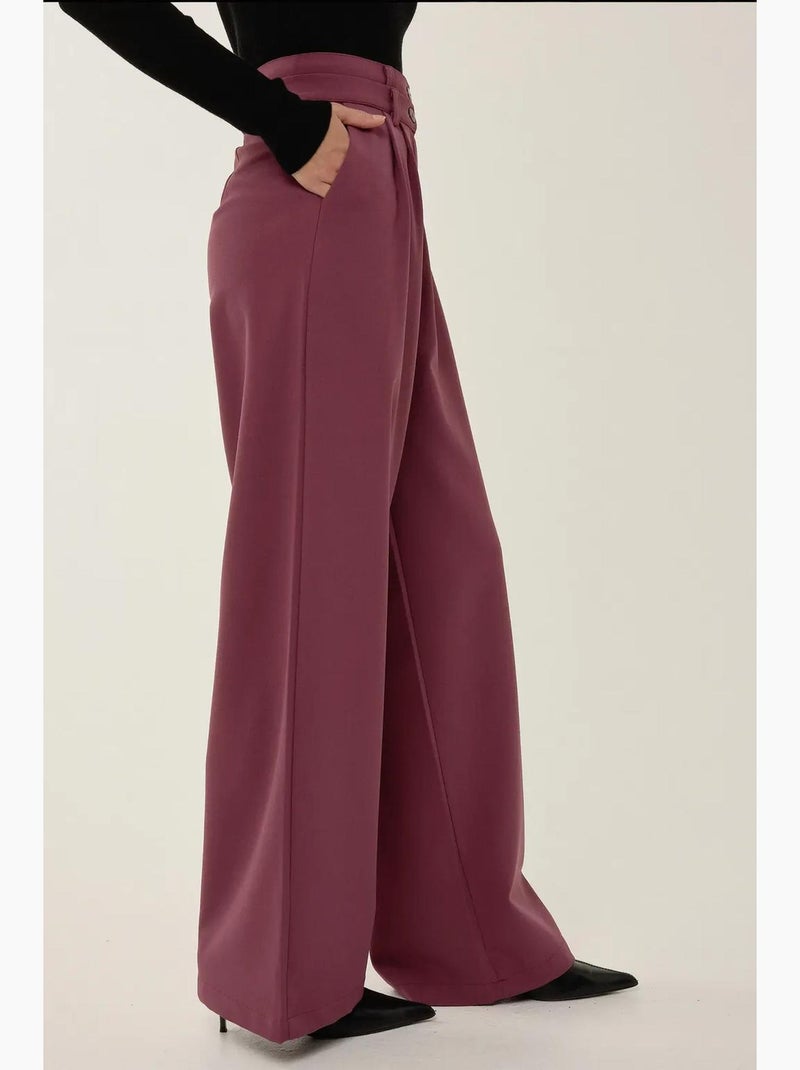 Pantalones de cintura doble y pierna ancha hiccup Rojo burdeos - Kiabi