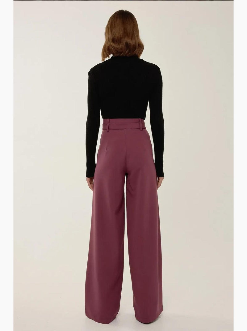Pantalones de cintura doble y pierna ancha hiccup Rojo burdeos - Kiabi