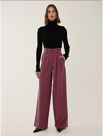 Pantalones de cintura doble y pierna ancha