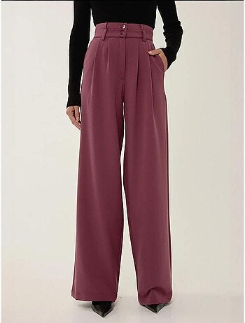 Pantalones de cintura doble y pierna ancha