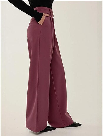 Pantalones de cintura doble y pierna ancha