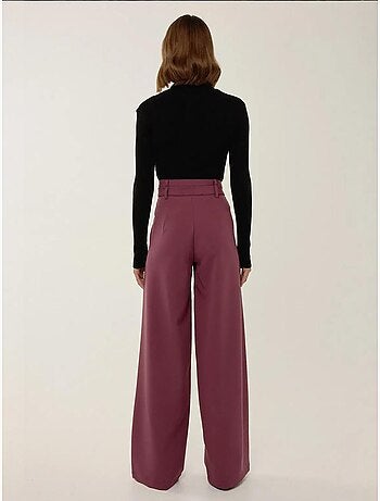 Pantalones de cintura doble y pierna ancha
