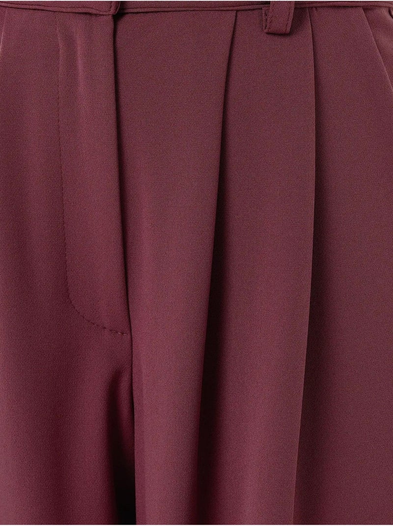 Pantalones de cintura doble y pierna ancha Rojo burdeos - Kiabi
