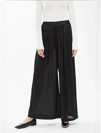 Pantalones de cintura elástica y pierna ancha