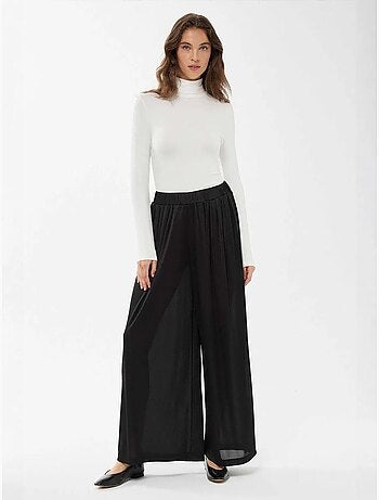 Pantalones de cintura elástica y pierna ancha