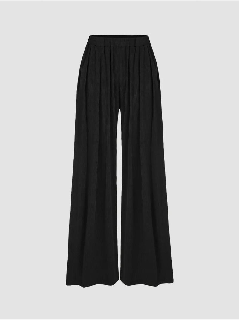 Pantalones de cintura elástica y pierna ancha Negro - Kiabi