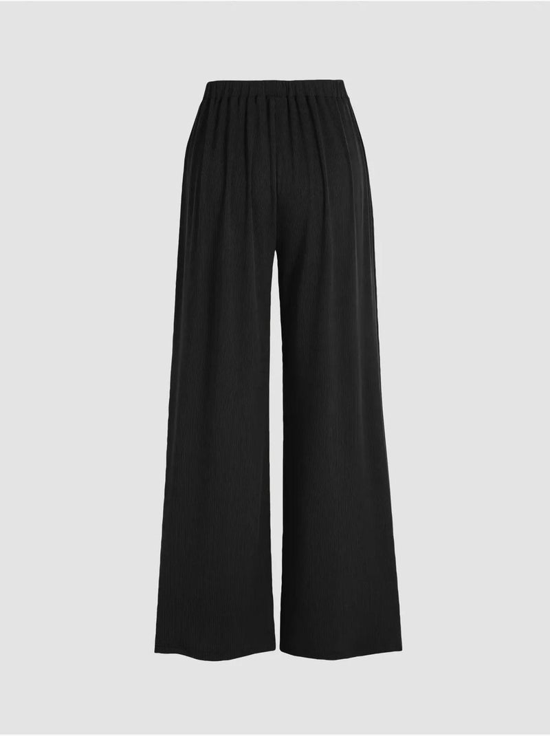 Pantalones de cintura elástica y pierna ancha Negro - Kiabi
