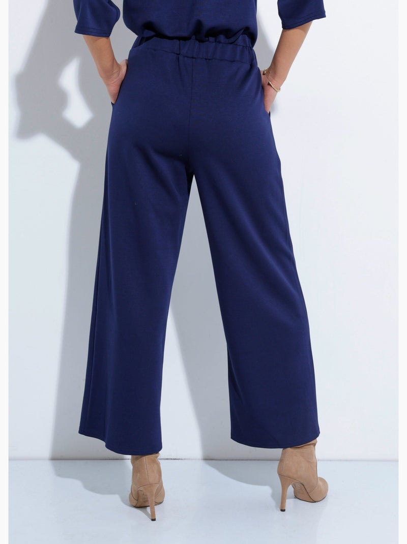 Pantalones de corte cómodo con punto suave - Afibel Azul marino - Kiabi
