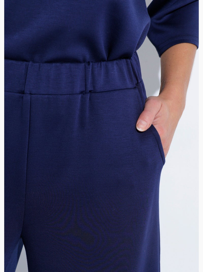 Pantalones de corte cómodo con punto suave - Afibel Azul marino - Kiabi