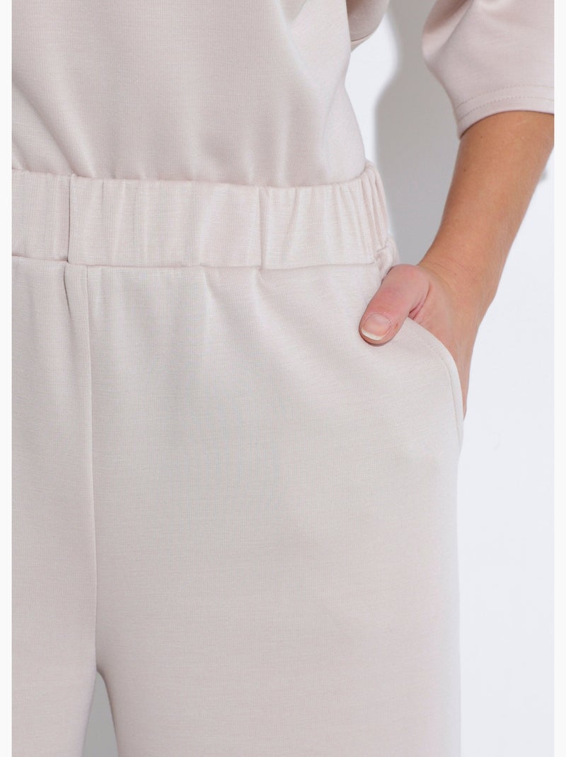 Pantalones de corte cómodo con punto suave - Afibel Beige - Kiabi