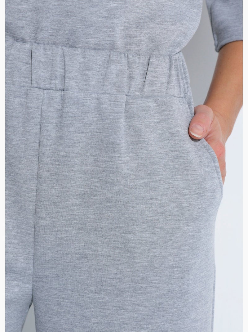 Pantalones de corte cómodo con punto suave - Afibel Gris jaspeado - Kiabi