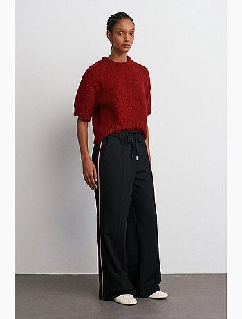 Pantalones de crepé a rayas de pernera ancha dilvin