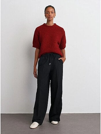 Pantalones de crepé a rayas de pernera ancha dilvin