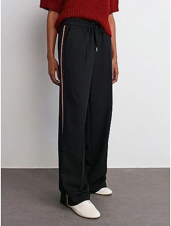Pantalones de crepé a rayas de pernera ancha dilvin