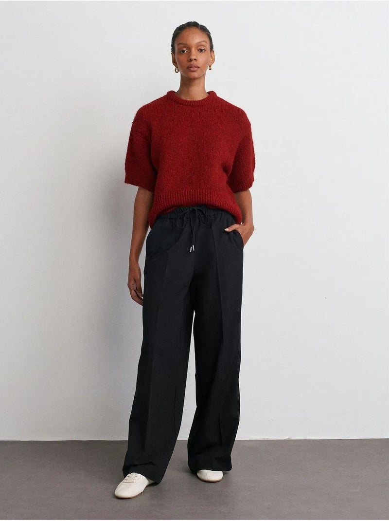 Pantalones de crepé a rayas de pernera ancha dilvin Negro - Kiabi