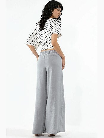 Pantalones de crepé con cintura con cordón y detalle de lazo busem