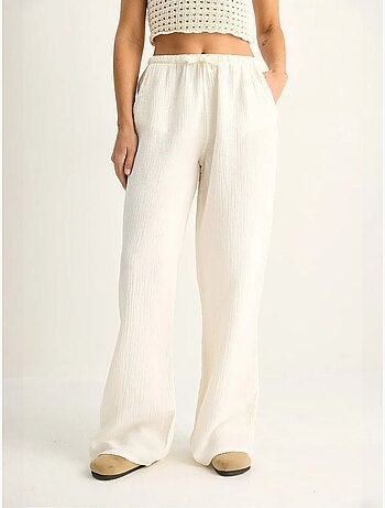 Pantalones de crepé de algodón de pernera ancha lucci