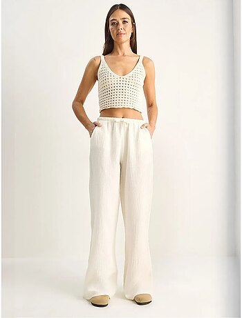 Pantalones de crepé de algodón de pernera ancha lucci