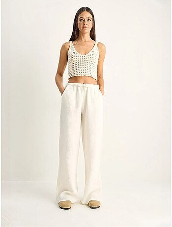 Pantalones de crepé de algodón de pernera ancha lucci