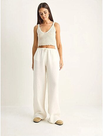 Pantalones de crepé de algodón de pernera ancha lucci